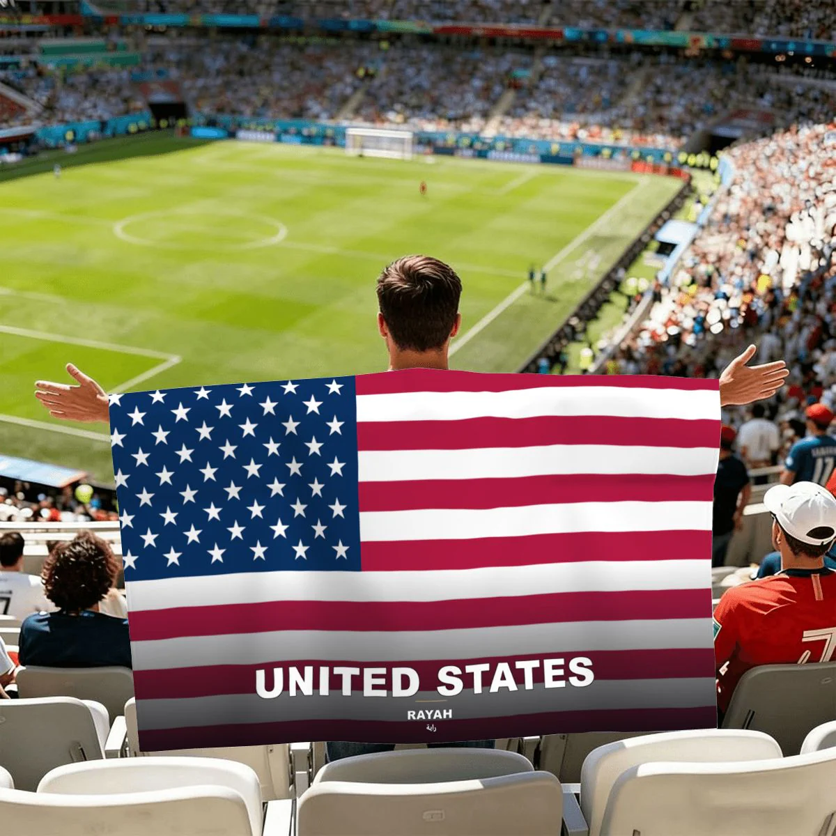 RAYAH USA cape — fan facing the pitch, stadium